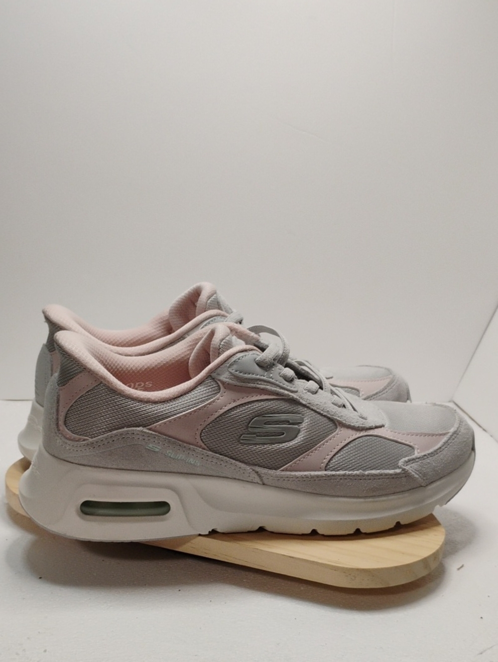 Skechers Women's Pink and Gray Athletic Sneakers with Cushioned Sole